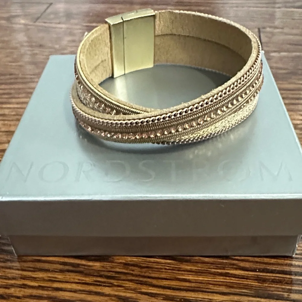 Gold-Tone Multi-Row Magnetic Cuff Bracelet